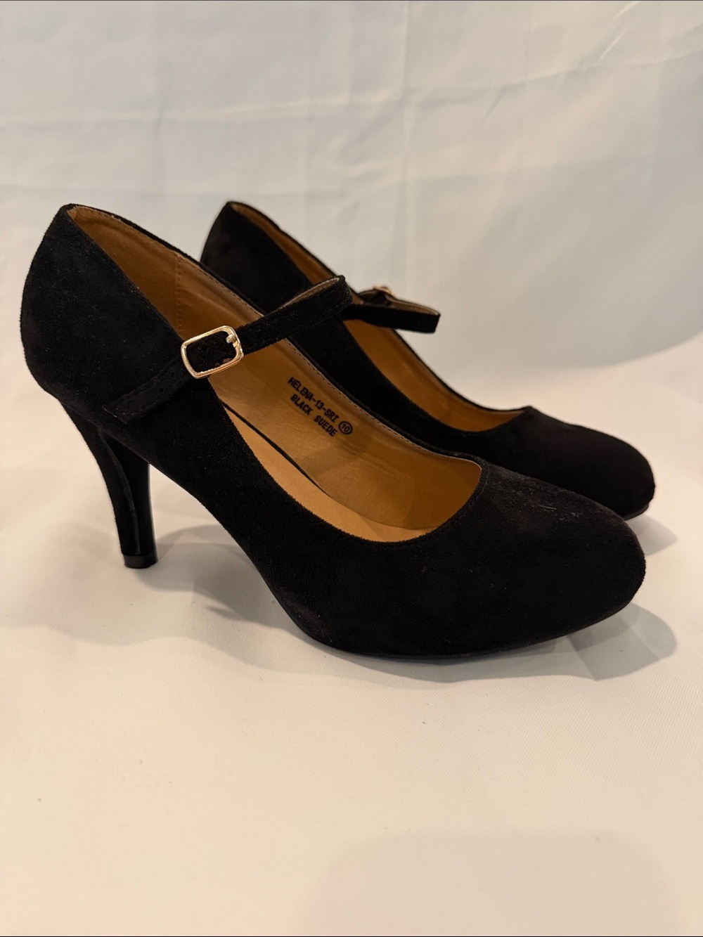 Bella Marie Black Suede Mary Jane Heels